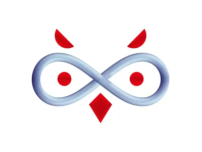 Infinity owl animal bird blue icon infinity infinity logo logo mark metallic owl owl illustration red