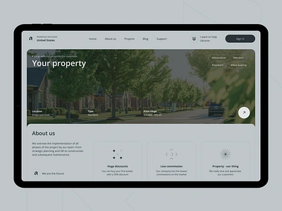 Residendial real estate - United States architecture building city clean estate flat house landing page management minimal property property website real real estate real estate agency ui ux web web design website