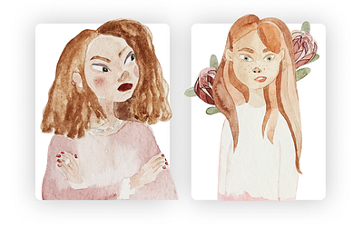 watercolor portraits set 1: Clara and Chloe drawing illustration painting portrait watercolor watercolor art