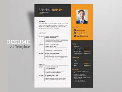 Resume CV a4 flyer brand identity business card design cv design cv resume template graphic design identity identity design print design resume cv resume design