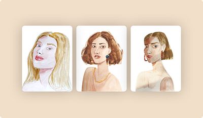 watercolor portraits set 2: Samantha, Anna and Violet drawing illustration painting portrait watercolor watercolor art