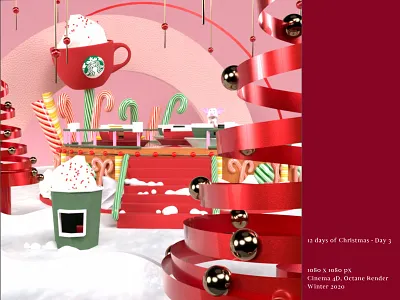 [12 Days of Christmas - Day 3 ☕️] 3d art direction cinema4d piglet