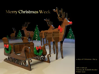 [ 12 Days of Christmas- Day 9 🦌] 3d 3d modeling art direction cinema4d redshift