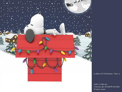 [ 12 Days of Christmas- Day 11💡] 3d 3d modeling a charlie brown christmas art direction cinema4d snooby