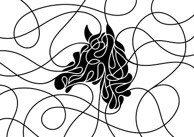 Lined Horse animal brand branding brush design graphic horse illustration lined lines vector