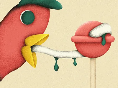 chicken with a lollipop art artwork drawing drawing challenge grain grainy illustration illustrator photoshop texture warm weloveillustration
