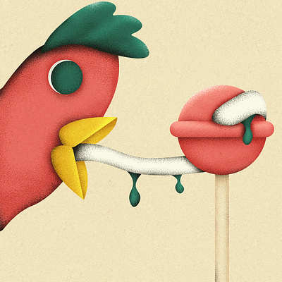 chicken with a lollipop art artwork drawing drawing challenge grain grainy illustration illustrator photoshop texture warm weloveillustration