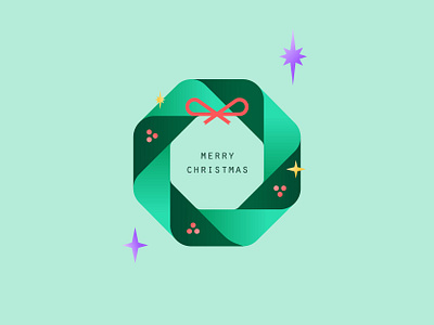 Wreath 2020 trend bow christmas christmas card christmas party december digital illustration green holiday holiday card holly merry merry christmas minimalist ribbon star stars winter wreath wreaths