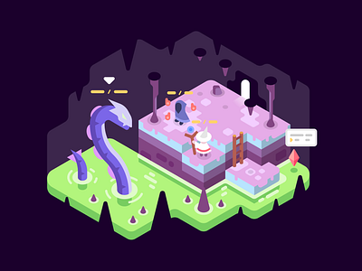 Boss Fight acid adventure battle games illustration isometric lake landscape magic video games