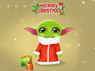 Baby Yoda artwork baby babyyoda boy illustration characterdesign cutebaby graphicdesign merrychristmas starwars