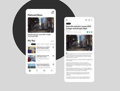 News Mobile App app black white design minimal mobile app design mobile design mobile ui news app newspaper ui xd design