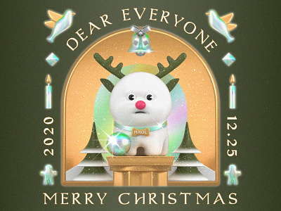 Bichon Frise Reindeer 3d art blender character christmas design dog drawing illustration reindeer