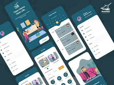 Soaking Clean App Ui Design adobe illustrator illustration mockup ui ui ux design uidesign ux ux desgin ux design vector