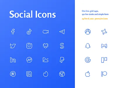 Free Social Oneline Icons clean dropbox facebook figma free icons instagram minimal one page outline simple sketch social spotify stroke svg tiktok twitter