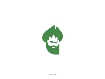 Hemptain angry beard captain face head leaf marijuana mascot negative space pirate