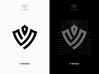V SHIELD cool line logo minimalist modern monogram shield simple strong v logo