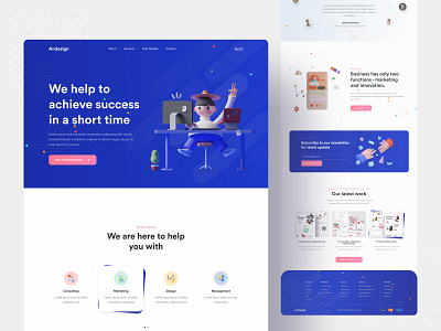 Creative Agency Landing Concept 2020 trend 2021 trend agency clean colorful creative design design studio design system digital marketing dribbble best shot landing page minimalist popular popular design ui uiux web web design website