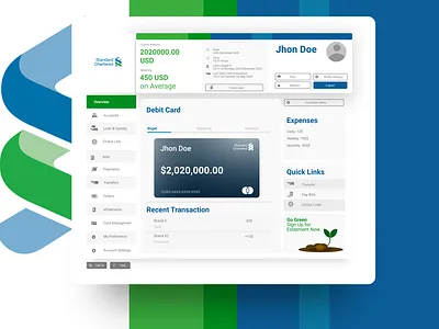 Improved Standard Chartered Dashboard 3d modeling app bank banking bankingapp design desktop icon illustration minimal modren ui ux vector web