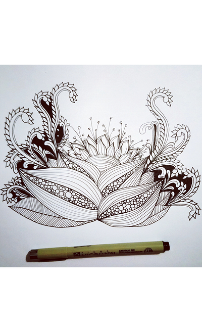 Like a sunrise black and white doodles drawing flowers illustration lines zentangle