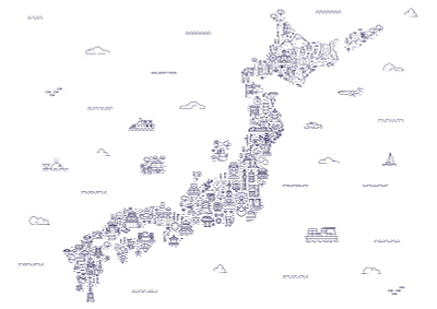 Japan Travel Map apac asia asia-pacific asian icons illustration japan japanese line art linear map poster symbols travel