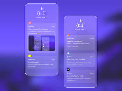 Glassmorphism Notifications 2021 2021 trend adobe xd app app design clean dailyui free free resource free template glassmorphism minimal neumorphic design neumorphism neumorphism ui notification notifications redesign ui uidaily