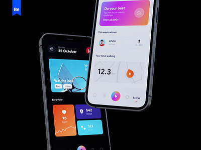 Daility 2 UI Kit on behance app concept dark design figma gradient heart home ios kit map sketch sport ui workout xd