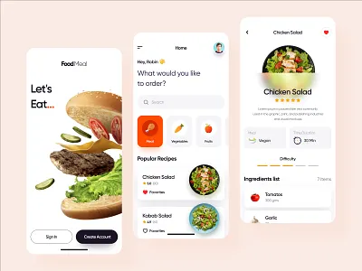 🍳🍔Cooking Recipe App Concept🍻 app app design application design cooking app design food app foodmeal meal app minimal recipe app redesign restaurant cooking app typography ui ui design uiux unique design ux ux design uxdesign