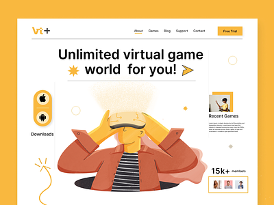 VR world character design game landing page illustration oculus virtual reality vr vr app illustration vr character vr games vr glasses vr illustration vr market