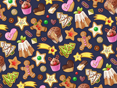 The sweet pattern advertising biscuit card children children book illustration christmas cookie drawing fashion handmade illustration packaging pattern pattern art pattern design tree xmas