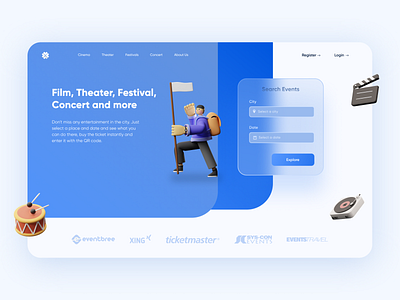 Event Exploring App Web Design branding clean concert design entertainment event event app festival minimal theater ticket ui ux web web design