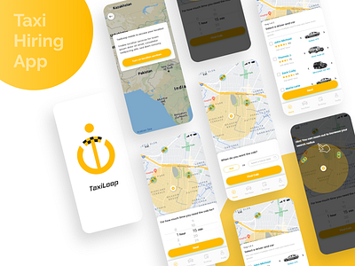 Taxi Hiring App app branding cab design iphone logo mobile online taxi ui uiux ux