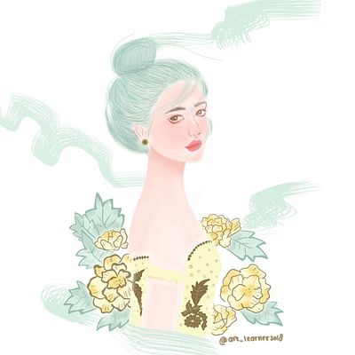 Snow Princess art batik illustration pastel color princess