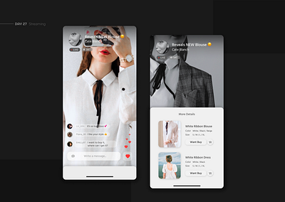 Live Streaming Shopping App app app design application beauty chat daily ui design flat instagram live chat live streaming minimal mobile shopping shopping app simple ui ux uxui web