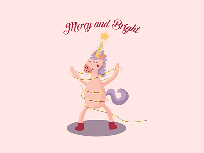 Unicorn Greeting Card adobe illustrator character characterdesign greetingcard holiday card holidays illustration minimal postcard unicorn vector