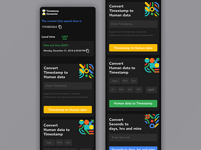 Calculator UI Design android black calculator convertor darktheme design exchange ios mobile ui timestamp ux visual design website