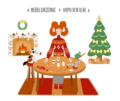 sunny girl. Сhristmas decorative design flat vector новый год сhristmas