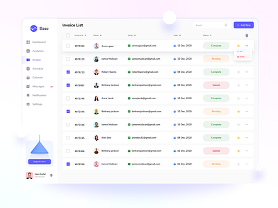 Invoice List Web App application clean ui client dashboard design interface invoice invoice list list purchase table workflow