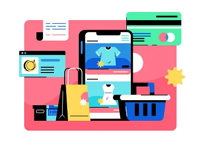 Online Shopping - Cart banner cart design flat mobile online shopping vector website