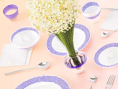 Set Table 3d 3d art blender cutlery dinnerware dishes flowers illustration materials procedural textures
