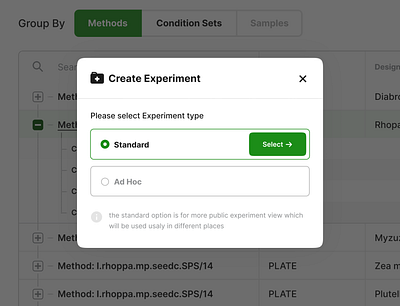 Create Experiment Type concept dashboad design figma interaction plant select syngenta type type design ui user experience user interface ux