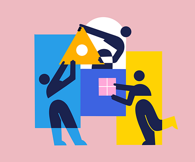 Teamwork art colorful design flat grain illustration ipadpro ipadproart minimalism procreate