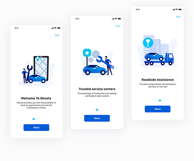 Deceta App - Onboarding app automotive design mobile onboarding repair ui user experience user interface ux