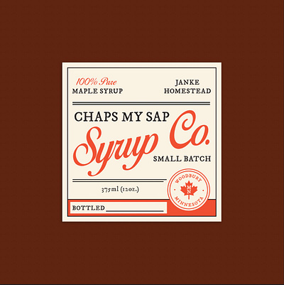 Maple Syrup Label bottle label brand identity branding food branding food packaging label label design maple leaf maple syrup retro syrup type typography vintage vintage design vintage font vintage label wes andereson wes anderson