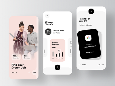 IntoJob - Job Search Platform Mobile App app candidate career emploee employment hiring interface job job application job board job listing mobile product design ui vacancies vacancy