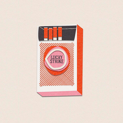 Lucky Strike Cigarettes beth mathews cigarettes cigs don draper lucky strike mad men madmen pack of cigarettes paper paper illustration retro smoking vintage vintage design vintage drawing wes anderson