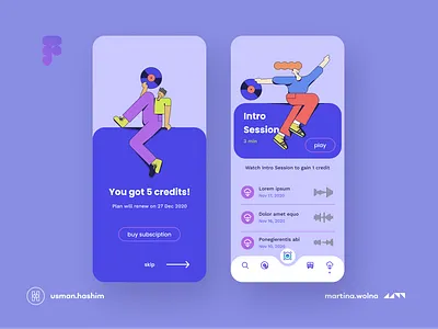 Music app design figma illustration mobile ui violet