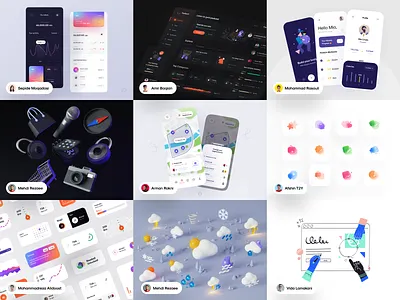 Top Nine of 2020 💥 2020 2020 trend 3d app best shot dark design icon illustraion illustration illustrator minimal piqo top nine ui ux vector weather web website