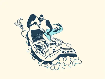 UCWWF beaver bigfoot boat fish illustration pnw race racing rafting white water