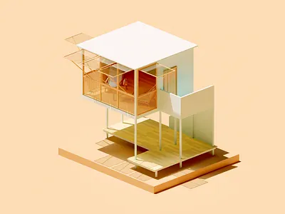 Tropical Cabin 3d architecture blender cottage design diorama game design house illustration lowpoly