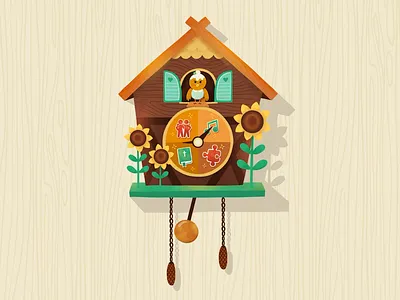 Clara's Cuckoo Clock church clock colorful cuckoo cute design illustration illustrator kidart photoshop preschool sunflower texture